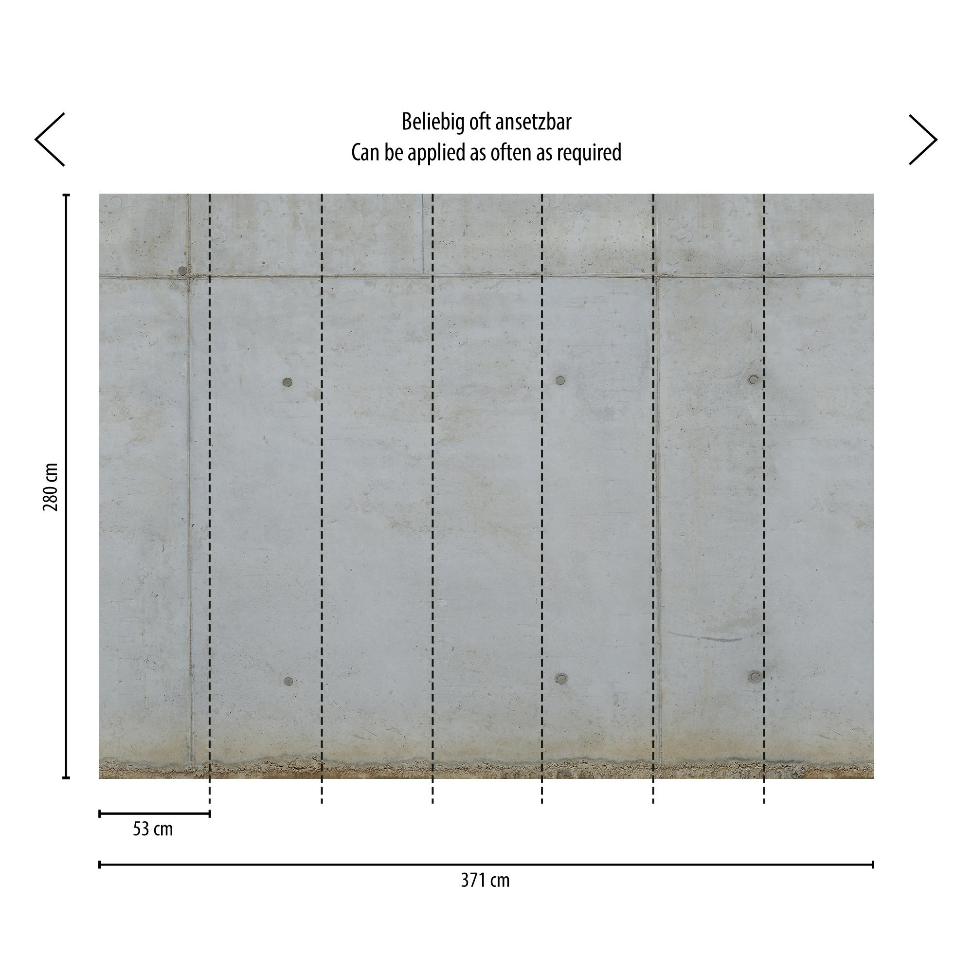 Vliestapete 'The Wall II' Betonmauer grau 7-teilig 371 x 280 cm + product picture