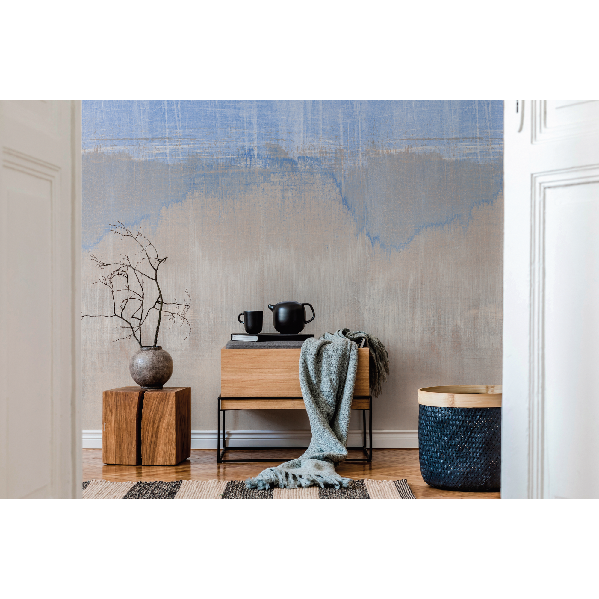 Vliestapete 'The Wall II' Abstrakte Wand blau 4-teilig 212 x 280 cm + product picture