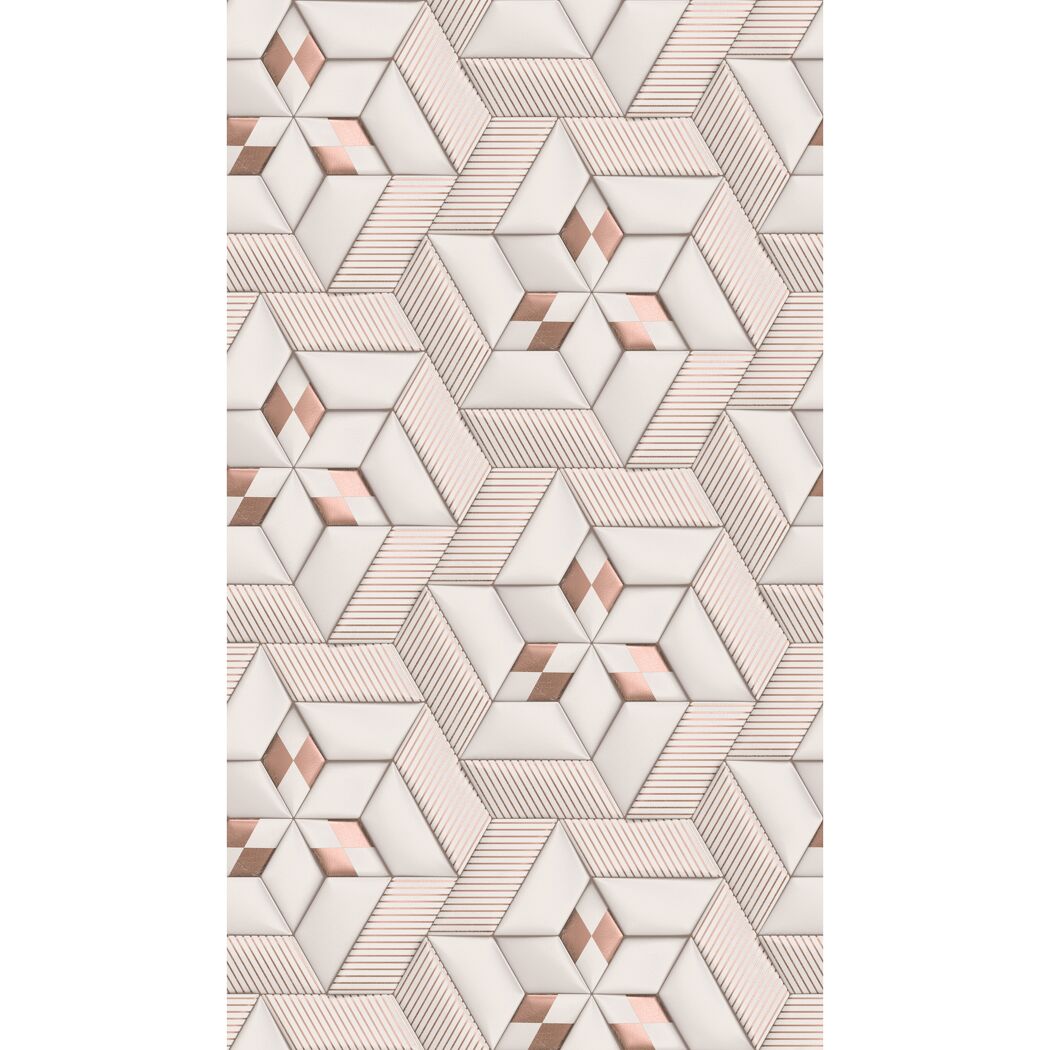 Weißes geometrisches Muster mit kupferfarbenen Akzenten