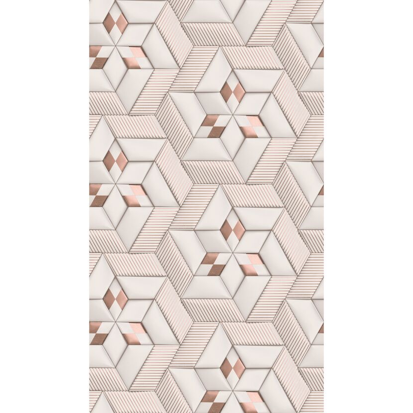 Weißes geometrisches Muster mit kupferfarbenen Akzenten
