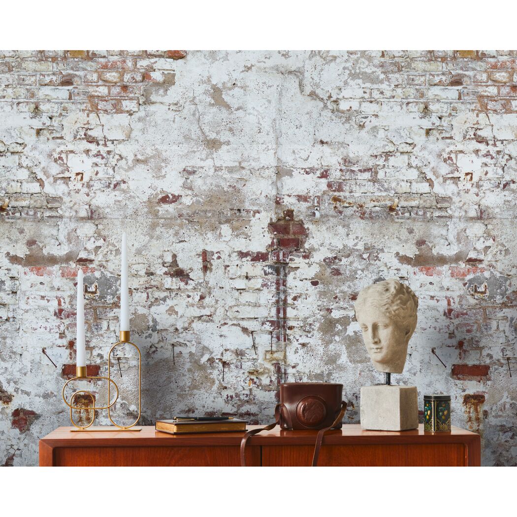 Vliestapete 'The Wall II' Steinwand Used grau 3-teilig 1,59 x 2,80 m