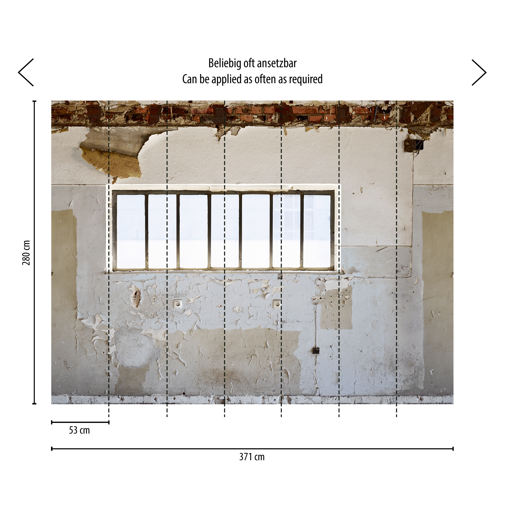 Vliestapete 'The Wall II' Fabrikhalle  grau 7-teilig 371 x 280 cm + product picture