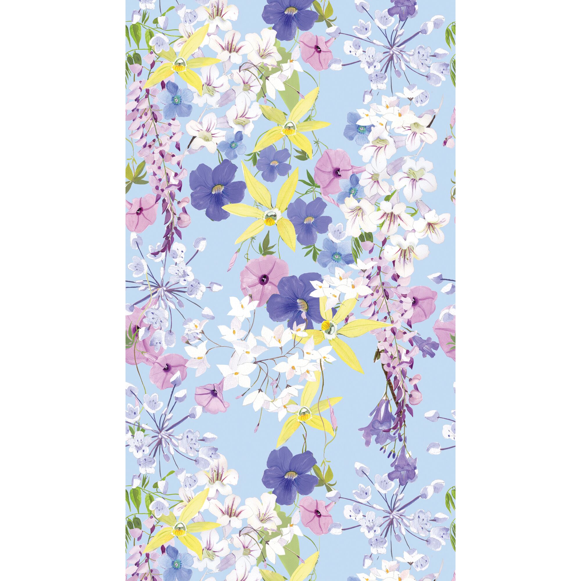 Blumenmuster auf blauem Hintergrund