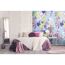 Schlafzimmer mit Fototapete mit buntem Blumenmuster