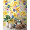 Gelbe Fototapete mit Blumen und Kolibris
