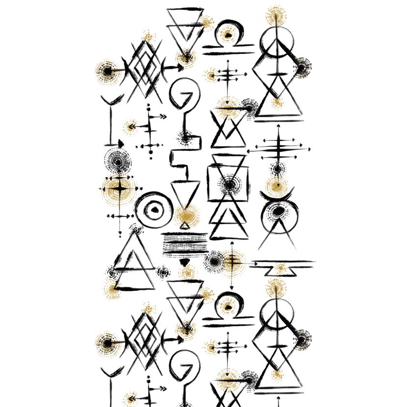 Schwarz-goldenes Muster mit geometrischen Formen