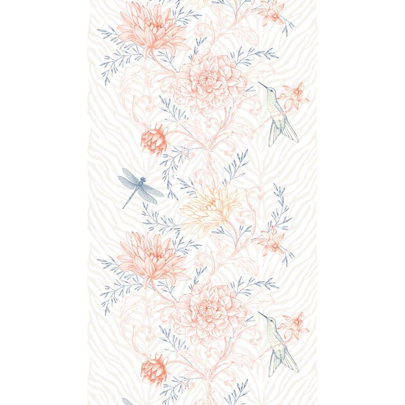Blumenmuster mit Kolibris und Libelle