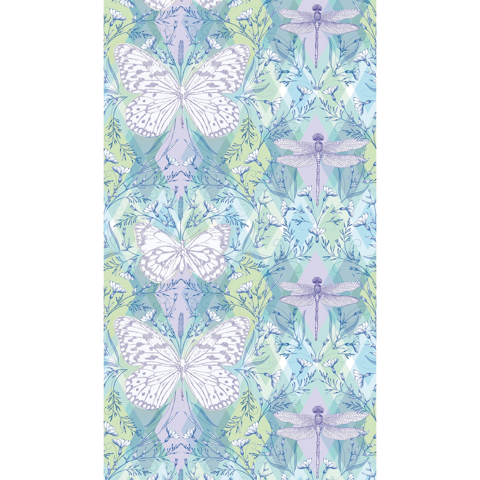 Muster aus Schmetterlingen und Libellen