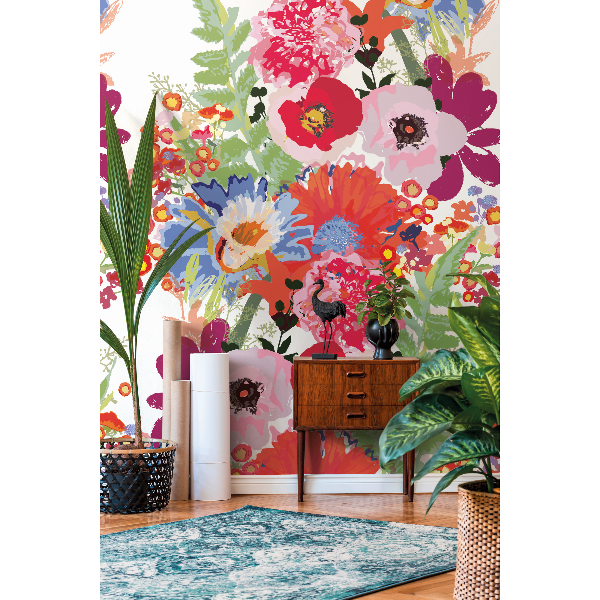 Vliestapete 'The Wall II' Blumenbouquet rot 3-teilig 159 x 280 cm + product picture