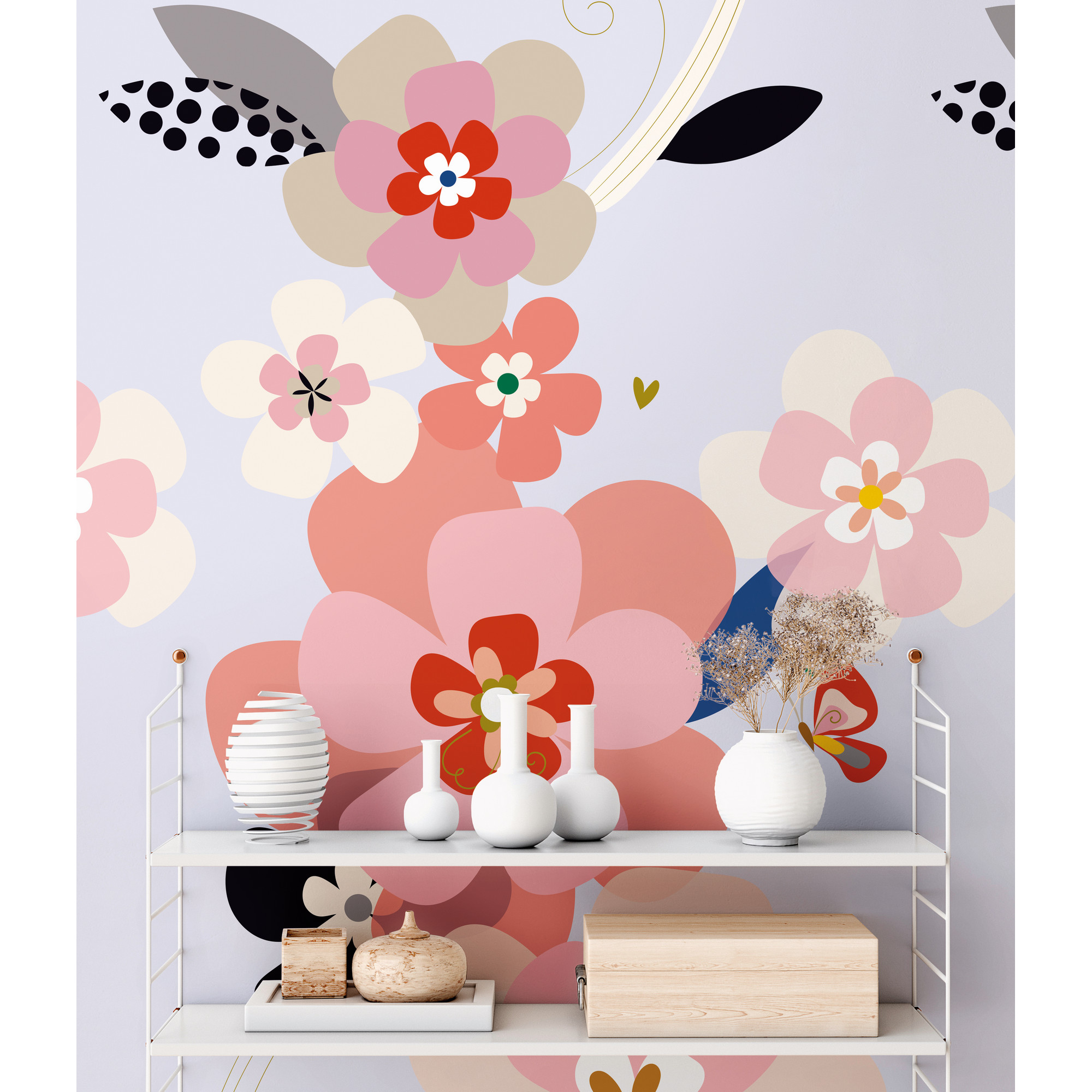 Vliestapete 'The Wall II' Retro Blumen hellblau 3-teilig 159 x 280 cm + product picture