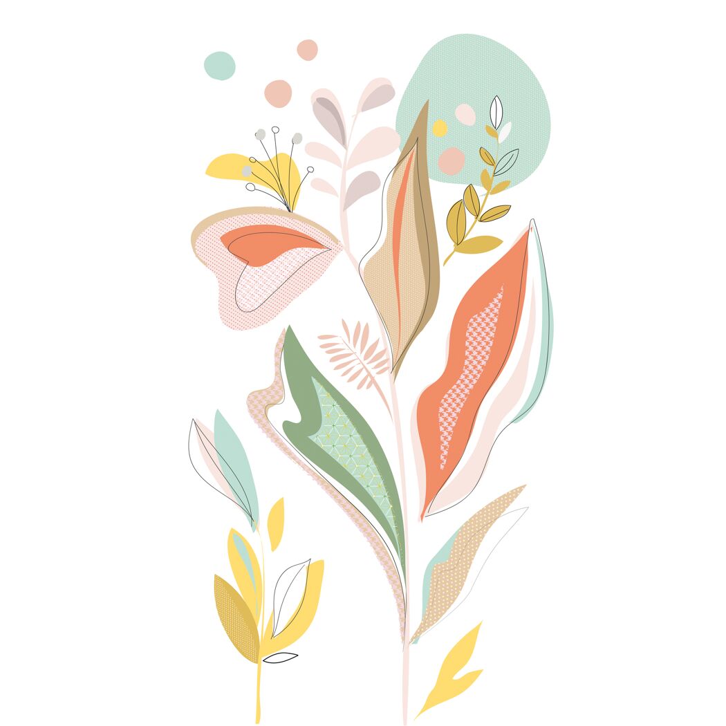 Abstrakte florale Illustration in Pastelltönen