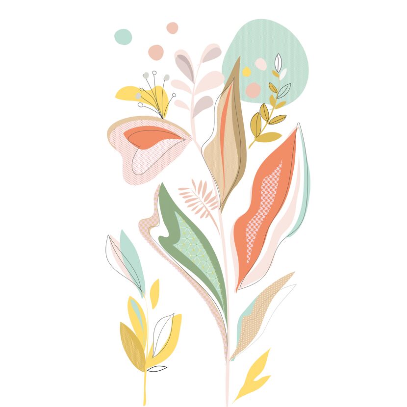 Abstrakte florale Illustration in Pastelltönen
