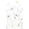 Zeichnung von Mohnblumen und Gräsern