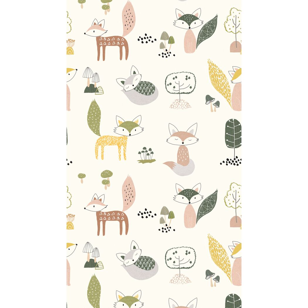 Vliestapete 'The Wall II' Kinder Füchse beige 3-teilig 1,59 x 2,80 m