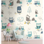 Vliestapete 'The Wall II' Kinder Eulen blau 3-teilig 1,59 x 2,80 m