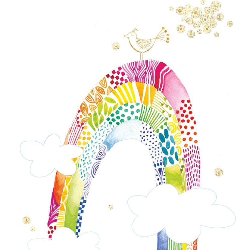 Bunter Regenbogen mit Vogel