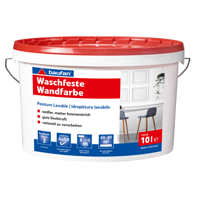 Bild von Waschfeste Wandfarbe weiß matt 10 l