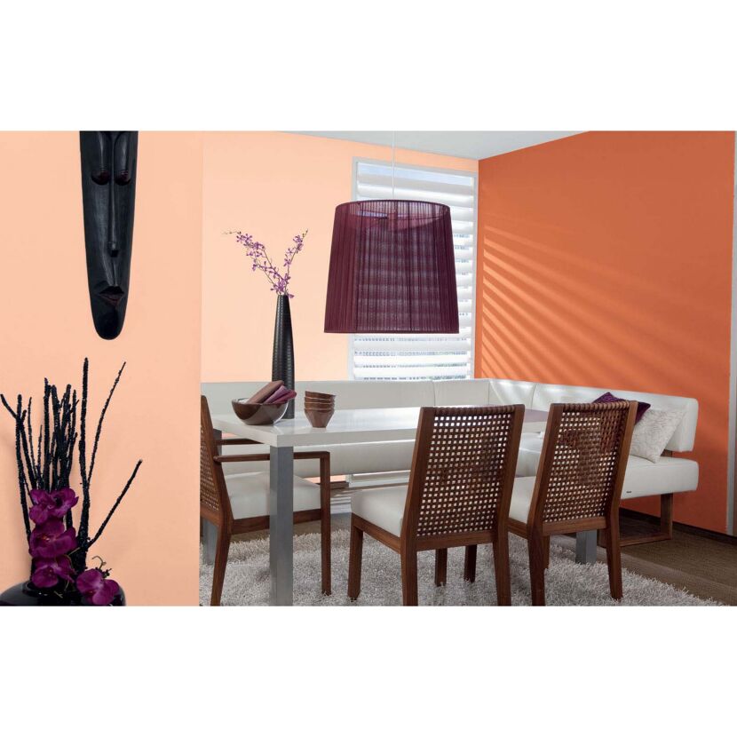 Esszimmer in Orange und Apricot