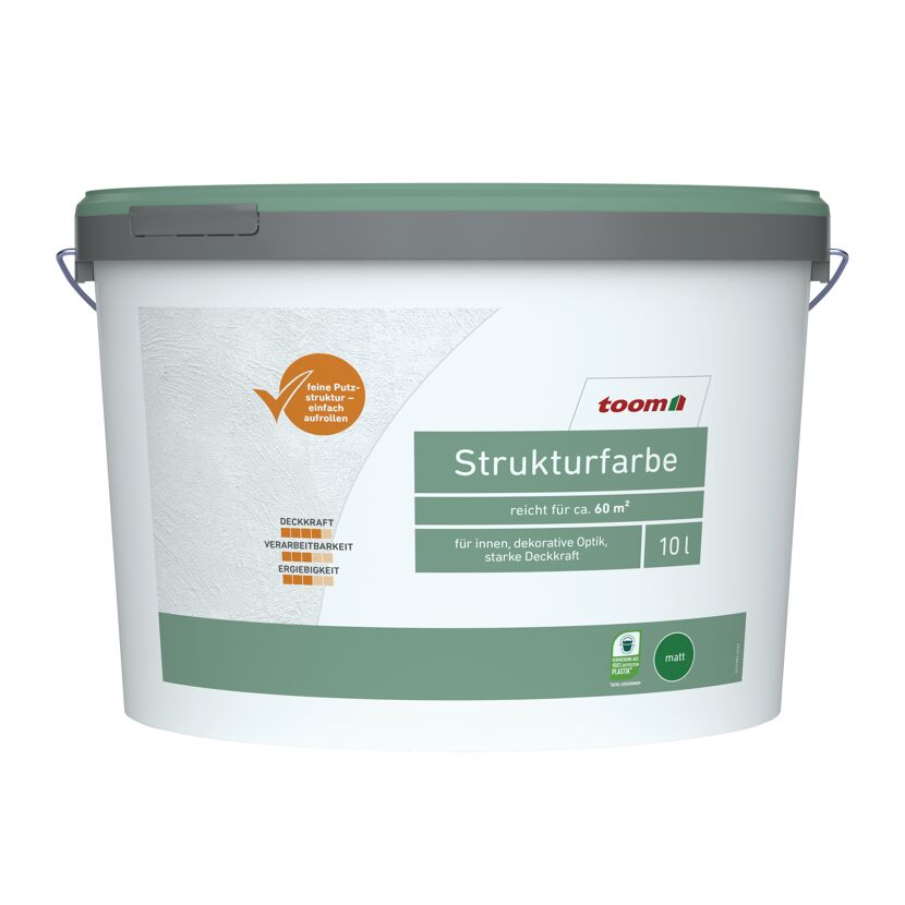 Weißer Eimer mit 10l toom Strukturfarbe