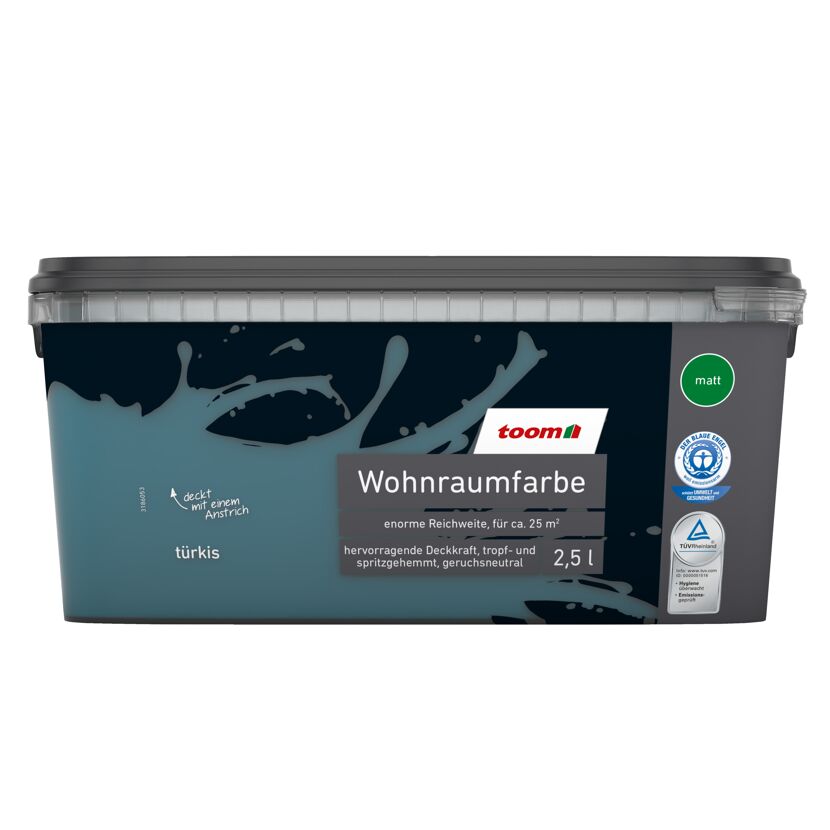 Wohnraumfarbe türkis matt 2,5 l