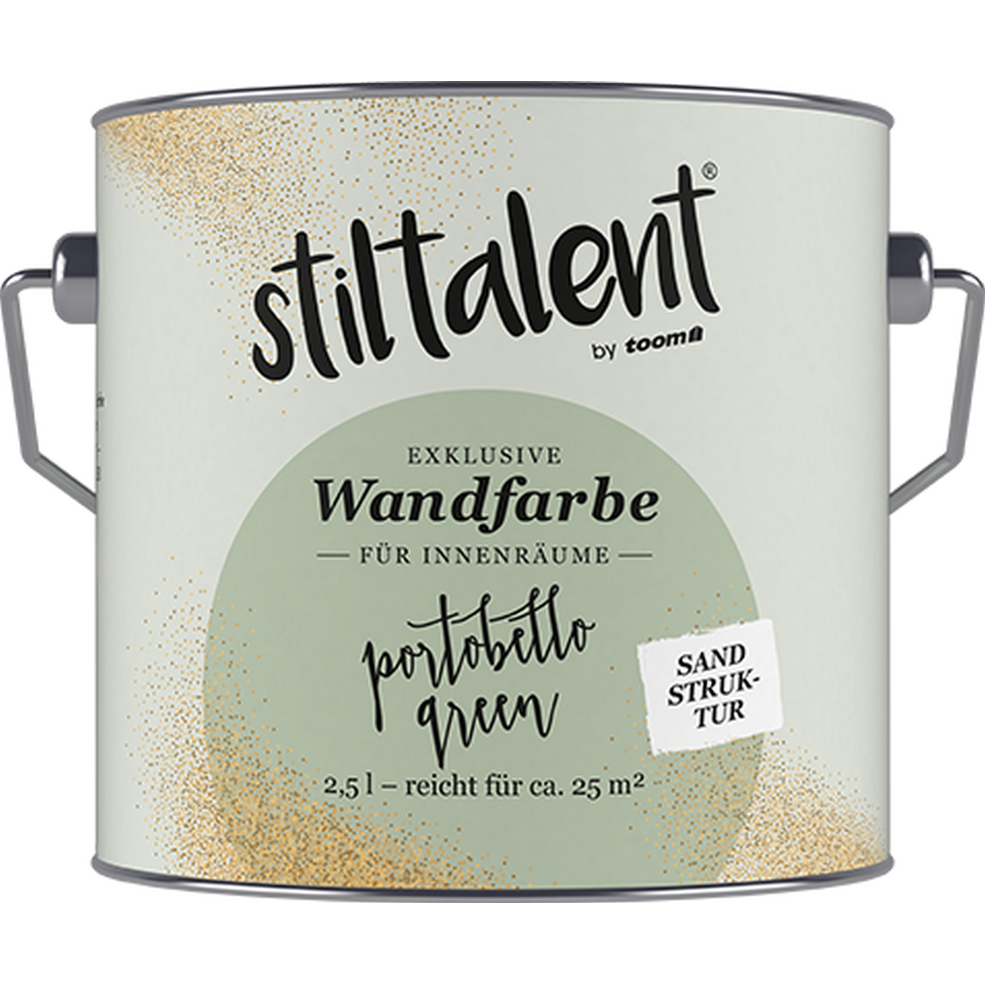Wandfarbe 'Portobello' graugrün Sandstruktur 2,5 l + product picture