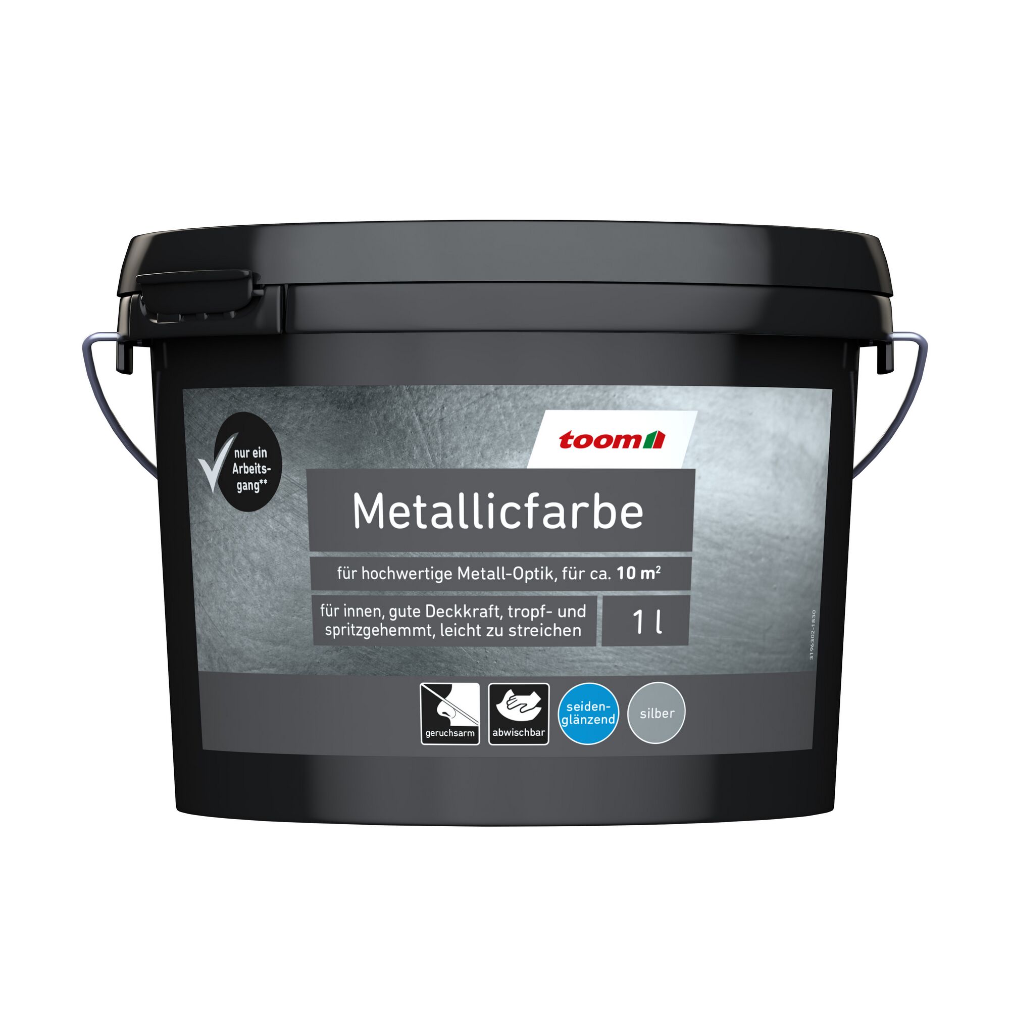 Silberne Metallicfarbe im 1-l-Eimer