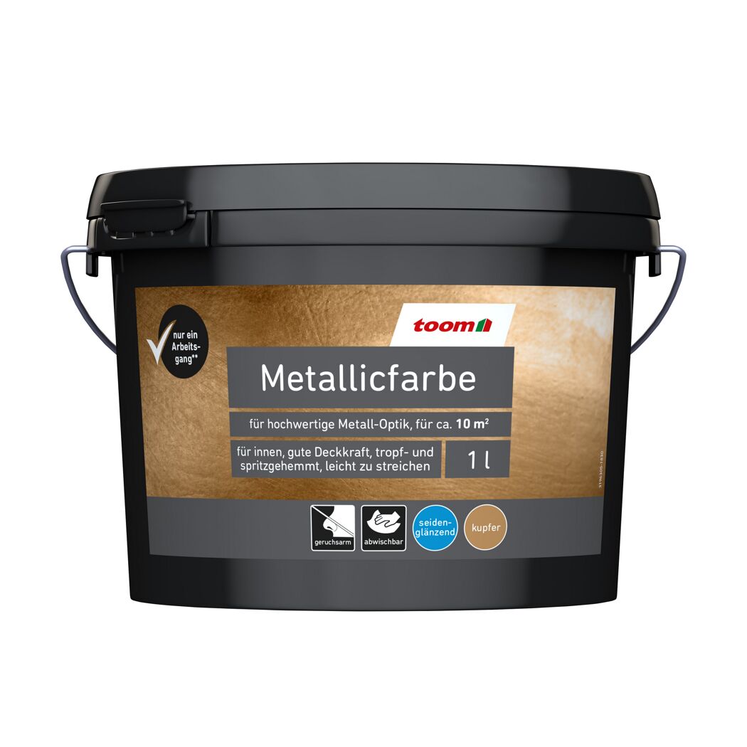 Kupferfarbene Metallicfarbe im Farbeimer