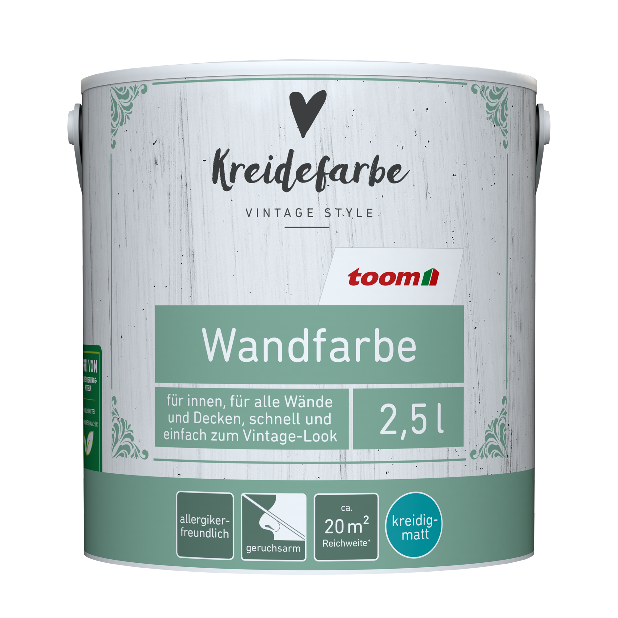 Kreide-Wandfarbe 'Muschelgrau' grau matt 2,5 l + product picture