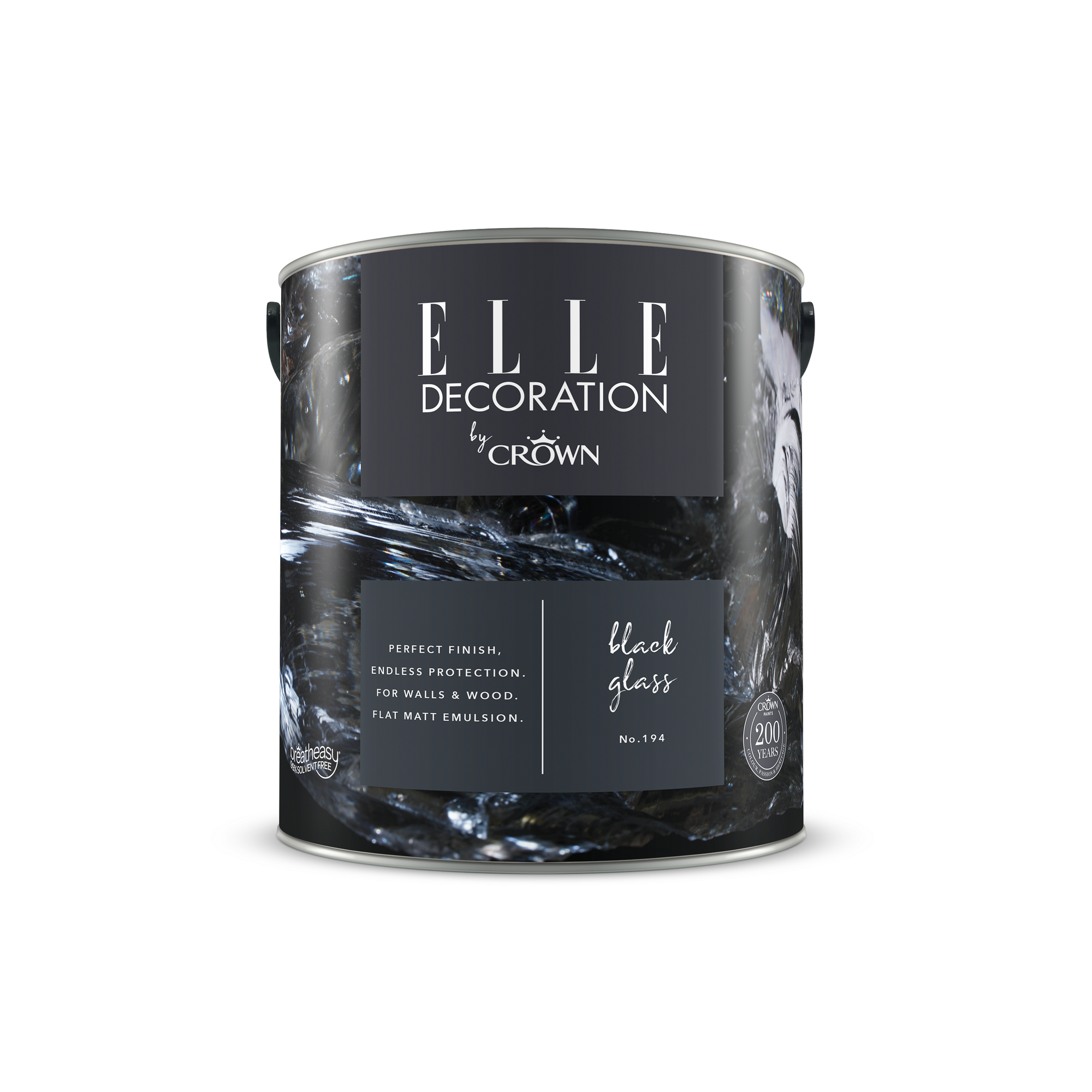 Wandfarbe 'Black Glass No. 194' schwarzgrau matt 2,5 l + product picture