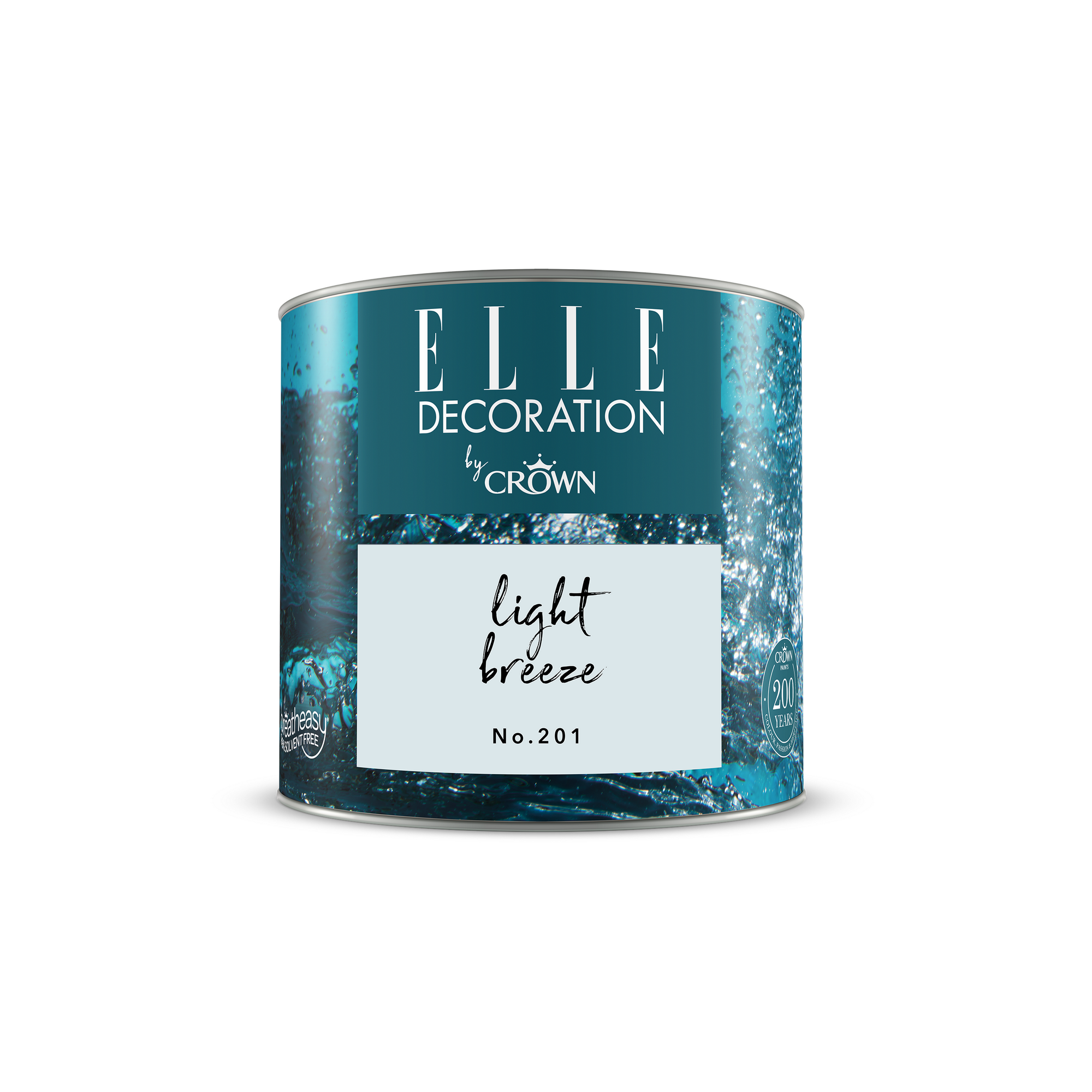 ELLE Decoration by Crown Wandfarbe ‚Light Breeze No. 201‘ blau matt 125 ml