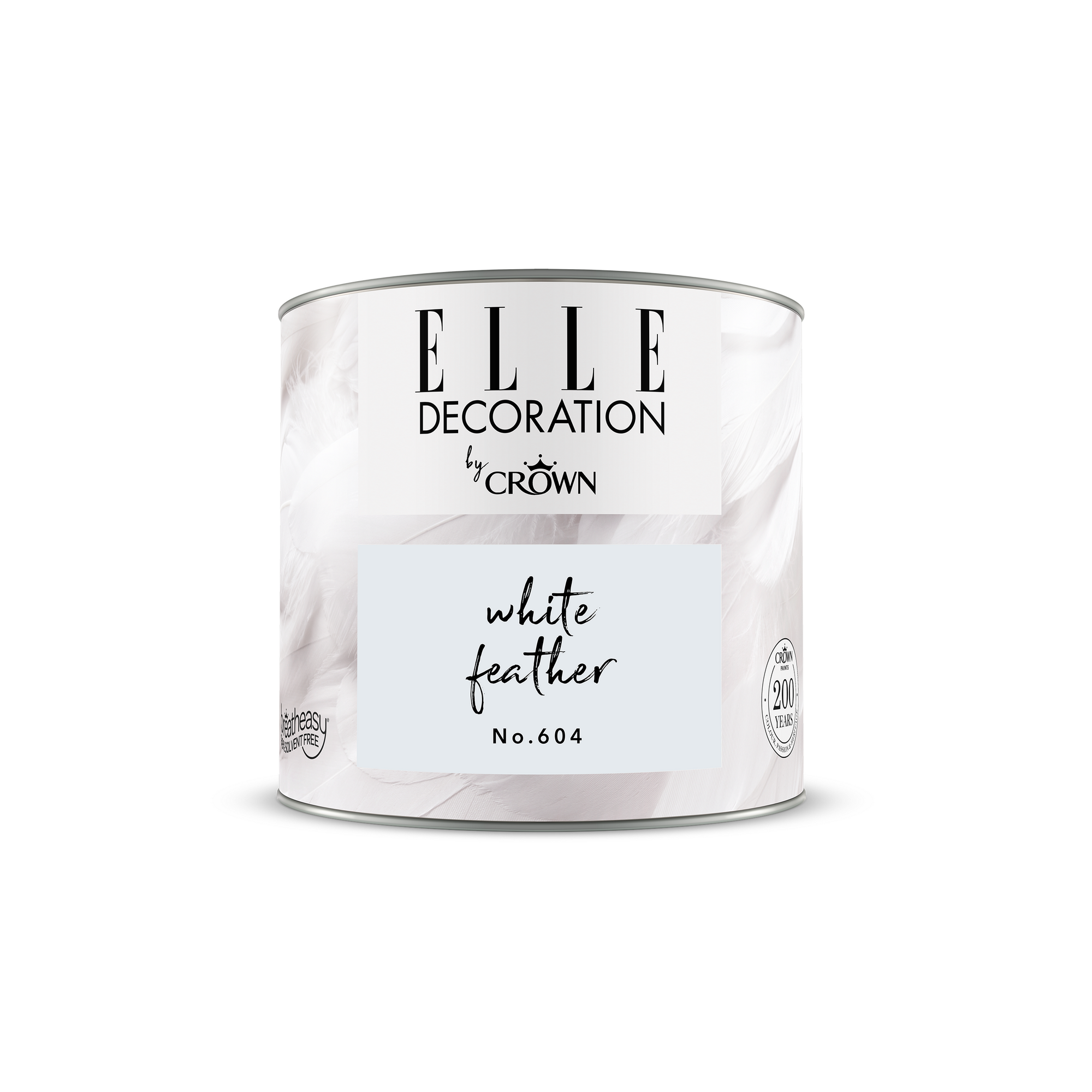 Image of ELLE Decoration by Crown Premium Wandfarbe 'White Feather No. 604' 125 ml