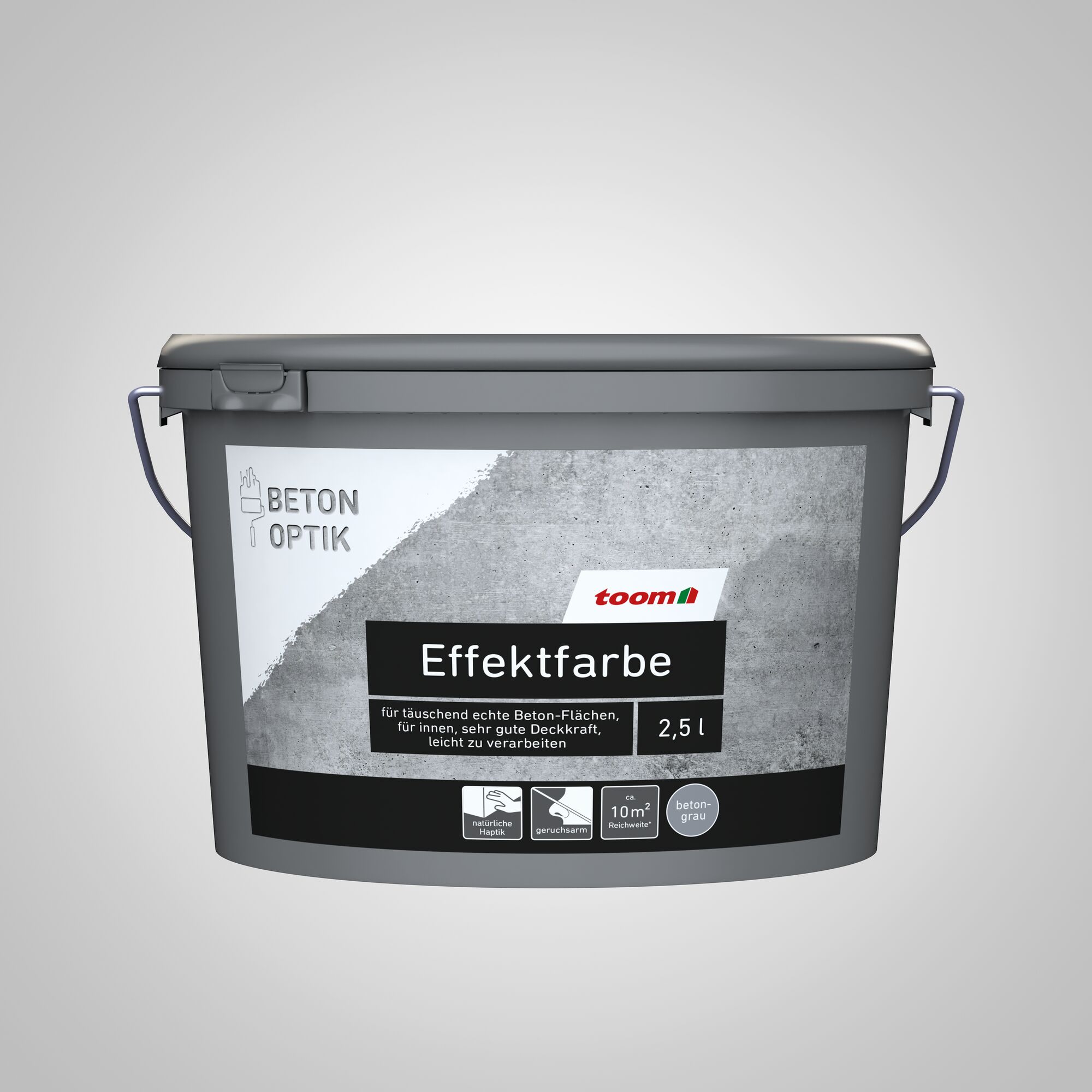 2,5 l Eimer toom Effektfarbe in Betonoptik, beton-grau