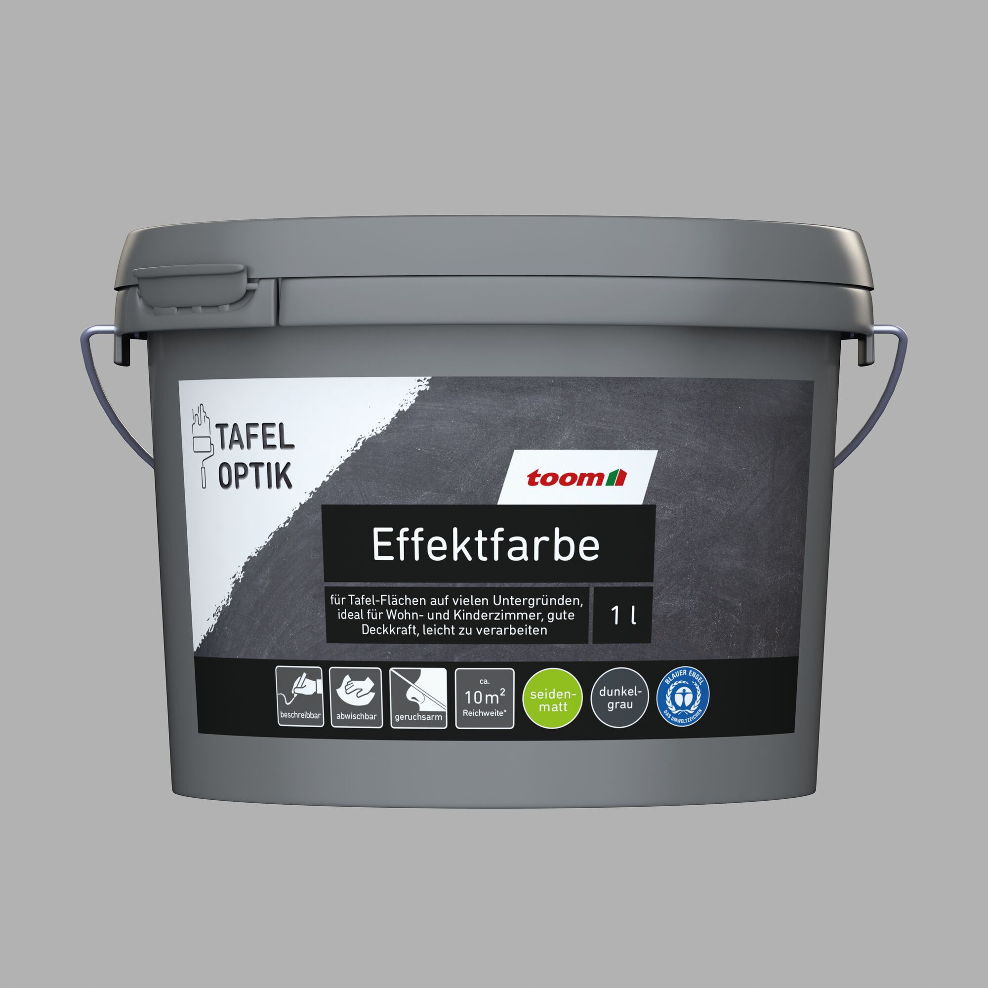 Eimer mit dunkelgrauer Tafelfarbe von Toom