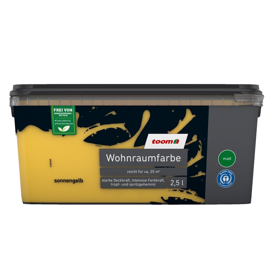 2,5 l sonnengelbe, matte Wohnraumfarbe von toom