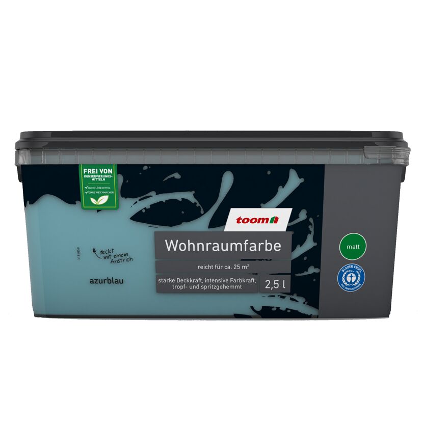 2,5 l Eimer azurblaue, matte Wohnraumfarbe von toom