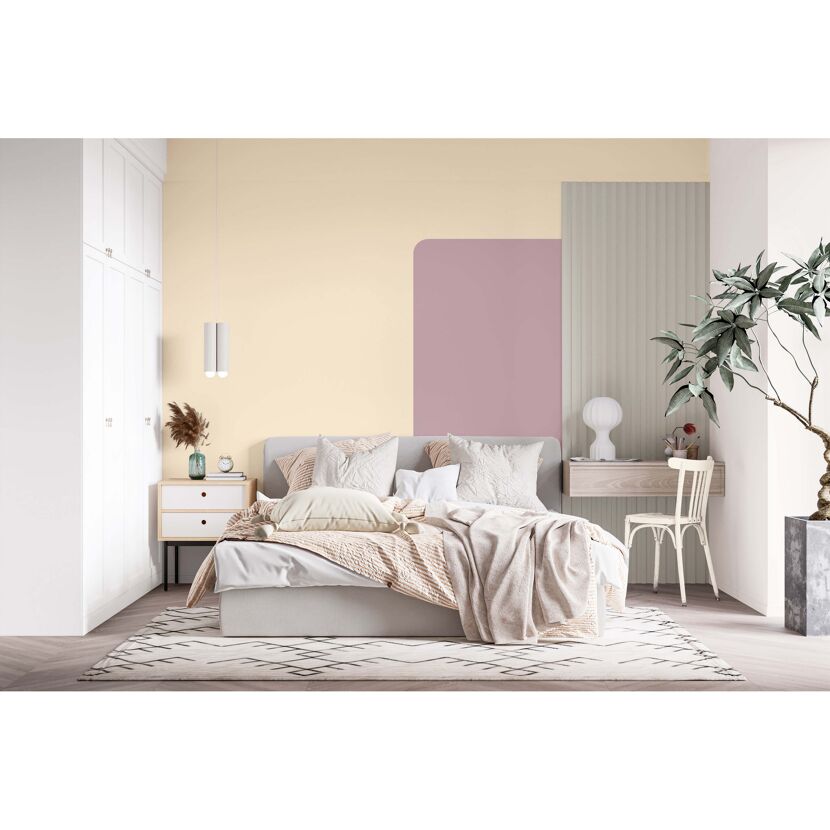 Schlafzimmer mit Wandfarbe in Muschel