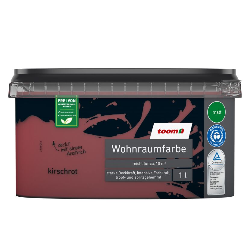 Kirschrote Wohnraumfarbe von toom