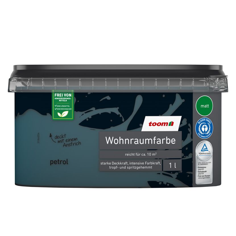 Dose Petrolfarbene Wohnraumfarbe von toom