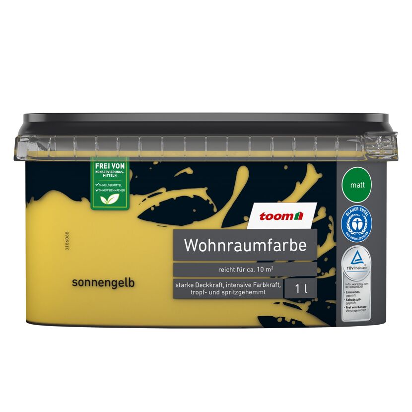 Eimer sonnengelbe, matte Wohnraumfarbe von toom