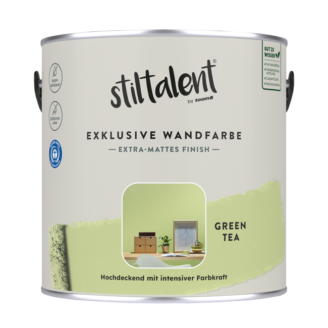 Bild von Wandfarbe 'Green Tea' blassgrün matt 2,5 l