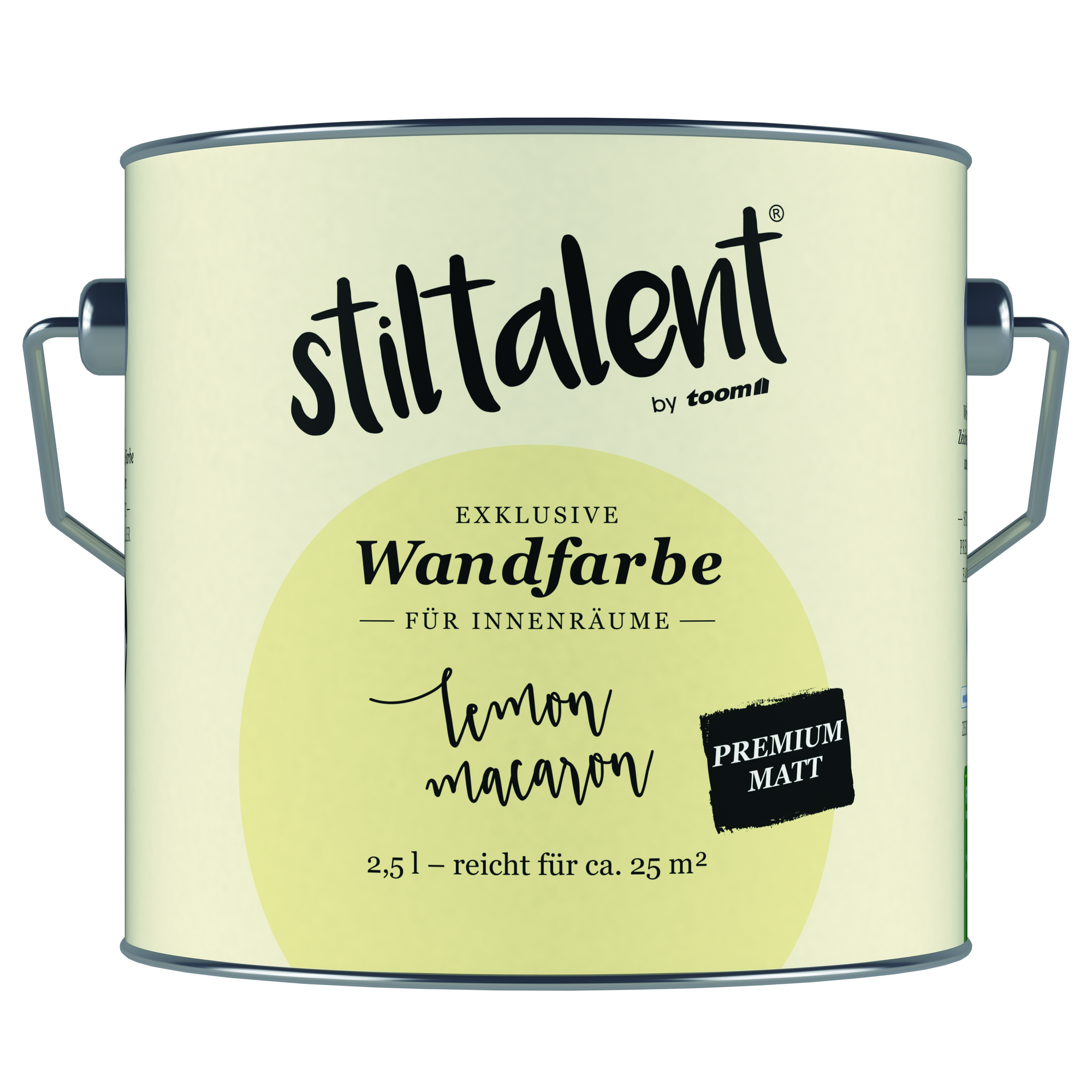 Wandfarbe 'Lemon Macaron' hellgelb matt 2,5 l + product picture