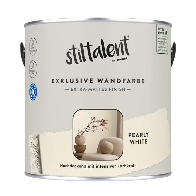 Bild von Wandfarbe 'Pearly White' beige matt 2,5 l