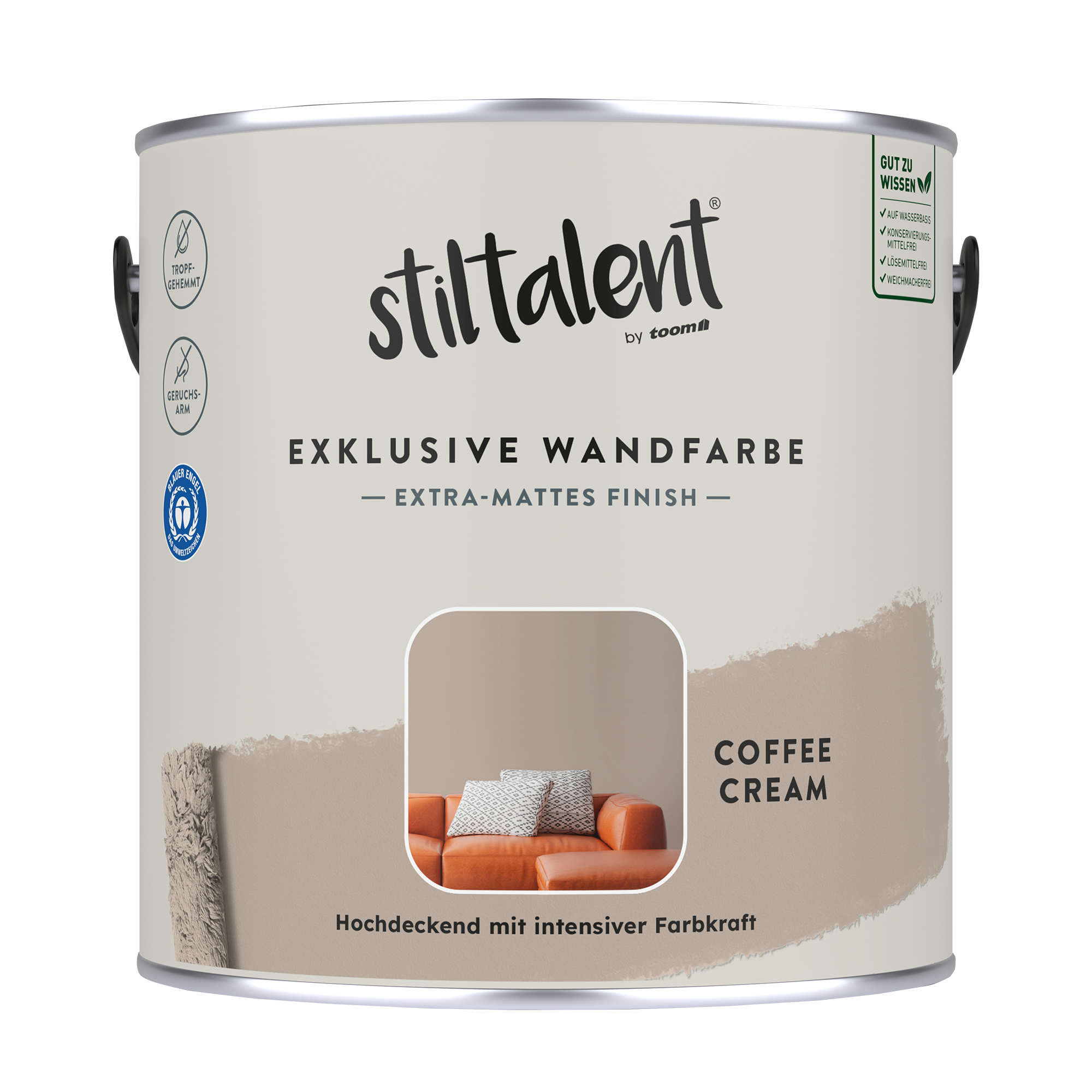 Wandfarbe 'Coffee und Cream' cappuccinofarben matt 2,5 l + product picture