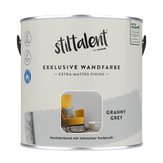 Bild von Wandfarbe 'Granny Grey' grau matt 2,5 l