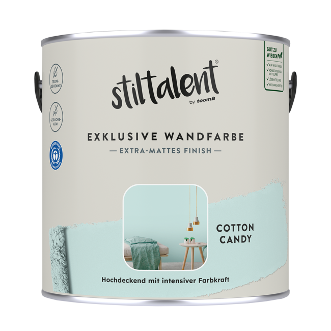 Bild von Wandfarbe 'Cotton Candy' türkis matt 2,5 l