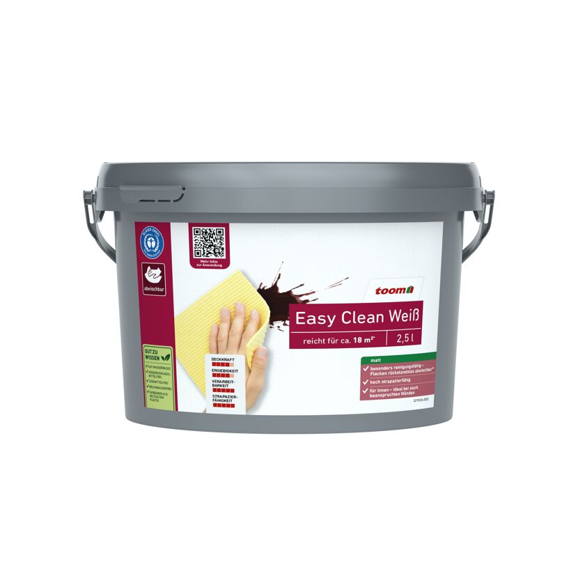 Dispersionsfarbe 'Easy Clean' weiß matt 2,5 l