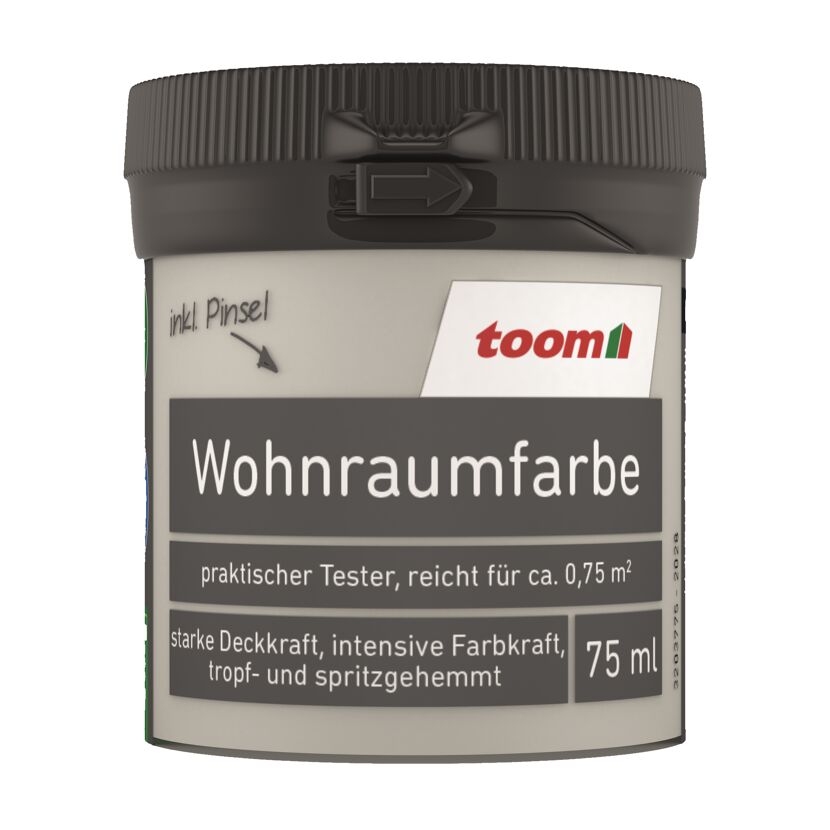 toom Wohnraumfarbe, 75 ml Farbtester inklusive Pinsel