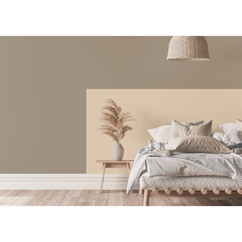 Schlafzimmer mit Wandfarbe in Muschel