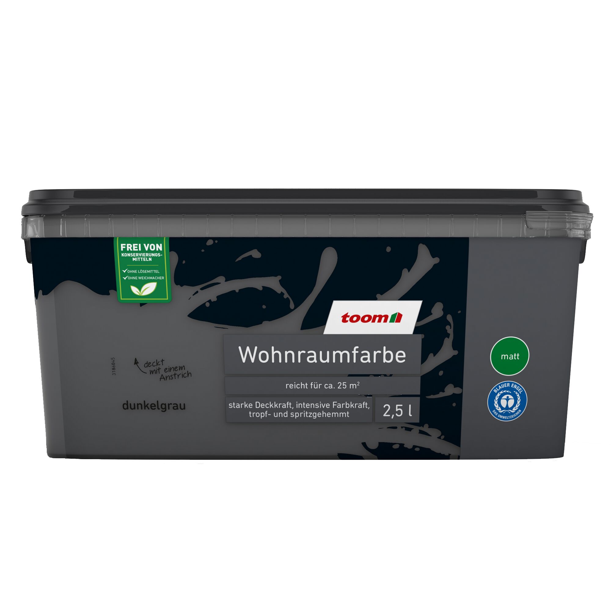 2,5 l Dunkelgraue matte Wohnraumfarbe von toom