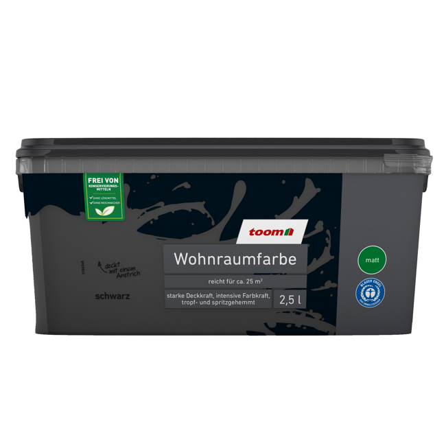Bild von Wohnraumfarbe schwarz matt 2,5 l